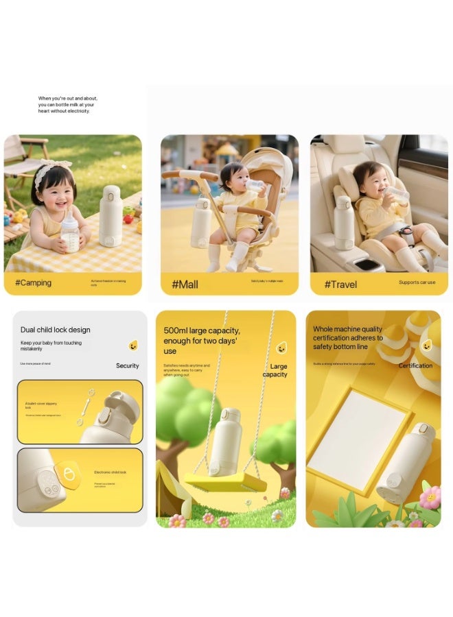 Portable Electric Kettle and Milk Warmer with Temperature Control, Travel Bottle for Boiling Hot Water with Cool Touch Exterior, Automatic Shut Off, 500 ML, Rechargeable - Image 3